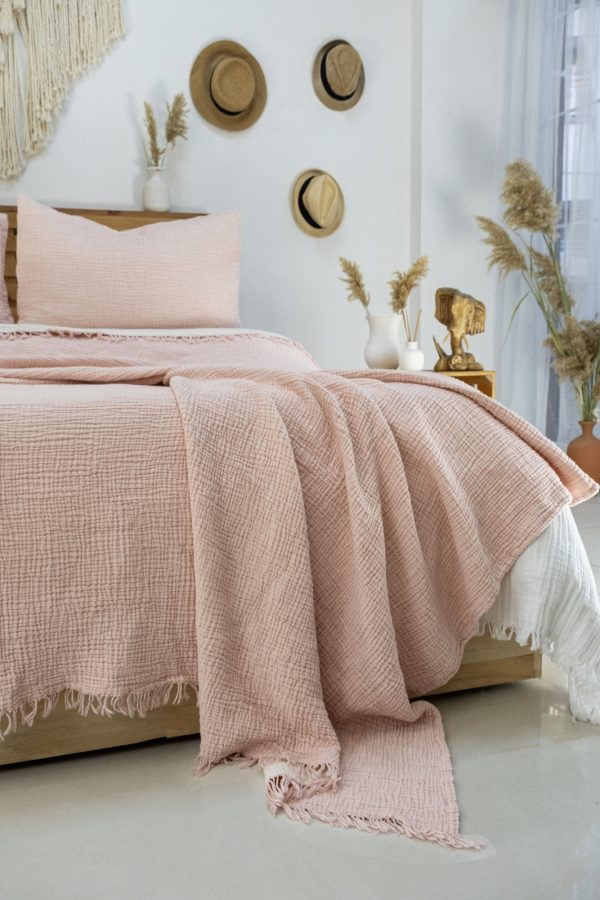 GKC Home 4 Katlı Müslin Yatak Örtüsü - Pudra - Görsel 2